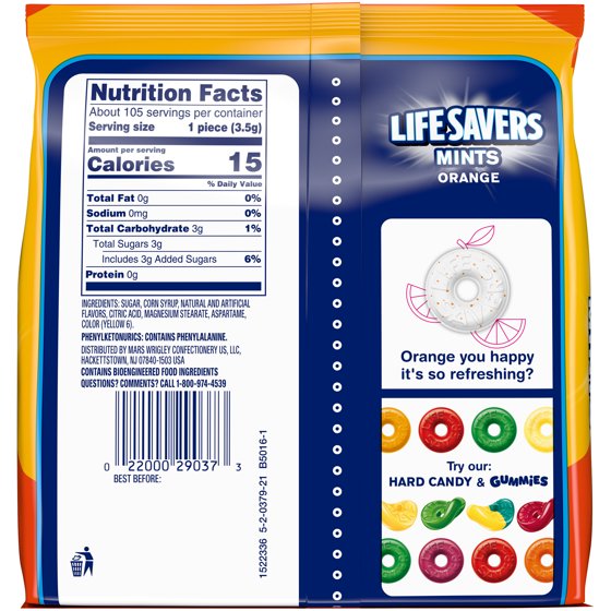 Orange LIFE SAVERS Mints, 1 Bag (13oz), Refreshing Flavor