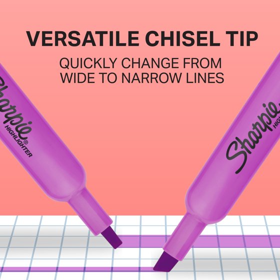 Sharpie Tank Style Highlighters, Chisel Tip, Assorted Colors, 12 Count